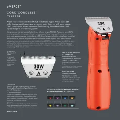 Ryan's Pet Supplies Andis eMerge Clipper – Orange with #30 Wide Blade