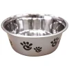 Ryan's Pet Supplies Barcelona Pearlized Silver Decorative Paw Print Bowl - 32 oz