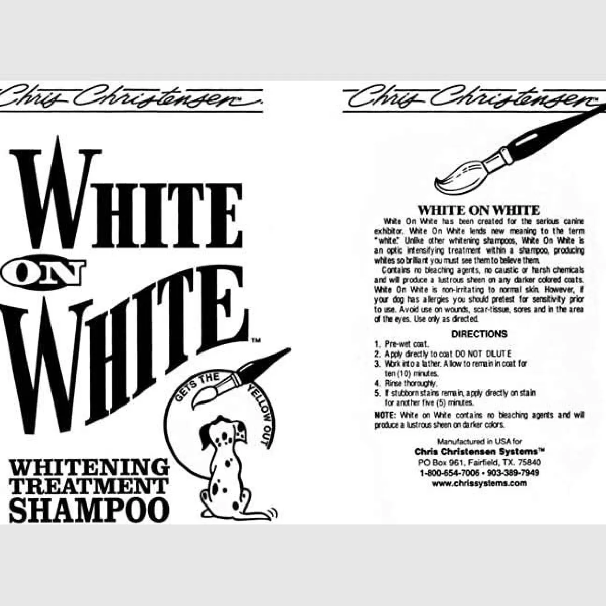 Ryan's Pet Supplies Chris Christensen White on White Pet Shampoo