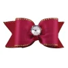 Ryan's Pet Supplies Fancy Finishes Gold Edge & Rhinestone Center Satin Pet Bows