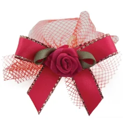 Ryan's Pet Supplies Fancy Finishes Gold Edge Satin Bows With Tulle & Rose Center