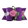 Ryan's Pet Supplies Fancy Finishes Grosgrain Floral Print & Rose Center Pet Bows