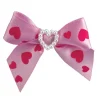 Ryan's Pet Supplies Fancy Finishes Heart Print Satin Bows With Pearl Heart