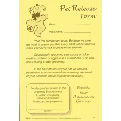 Ryan's Pet Supplies General Release Form For Professional Groomers - Pad Of 50