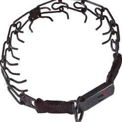 Ryan's Pet Supplies Herm Sprenger Ultra-Plus Black Stainless Steel Training Collar with Center-Plate and Assembly Chain Click Lock