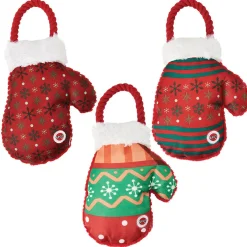 Ryan's Pet Supplies Holiday Plush Snowflake Mittens 12" - Assorted
