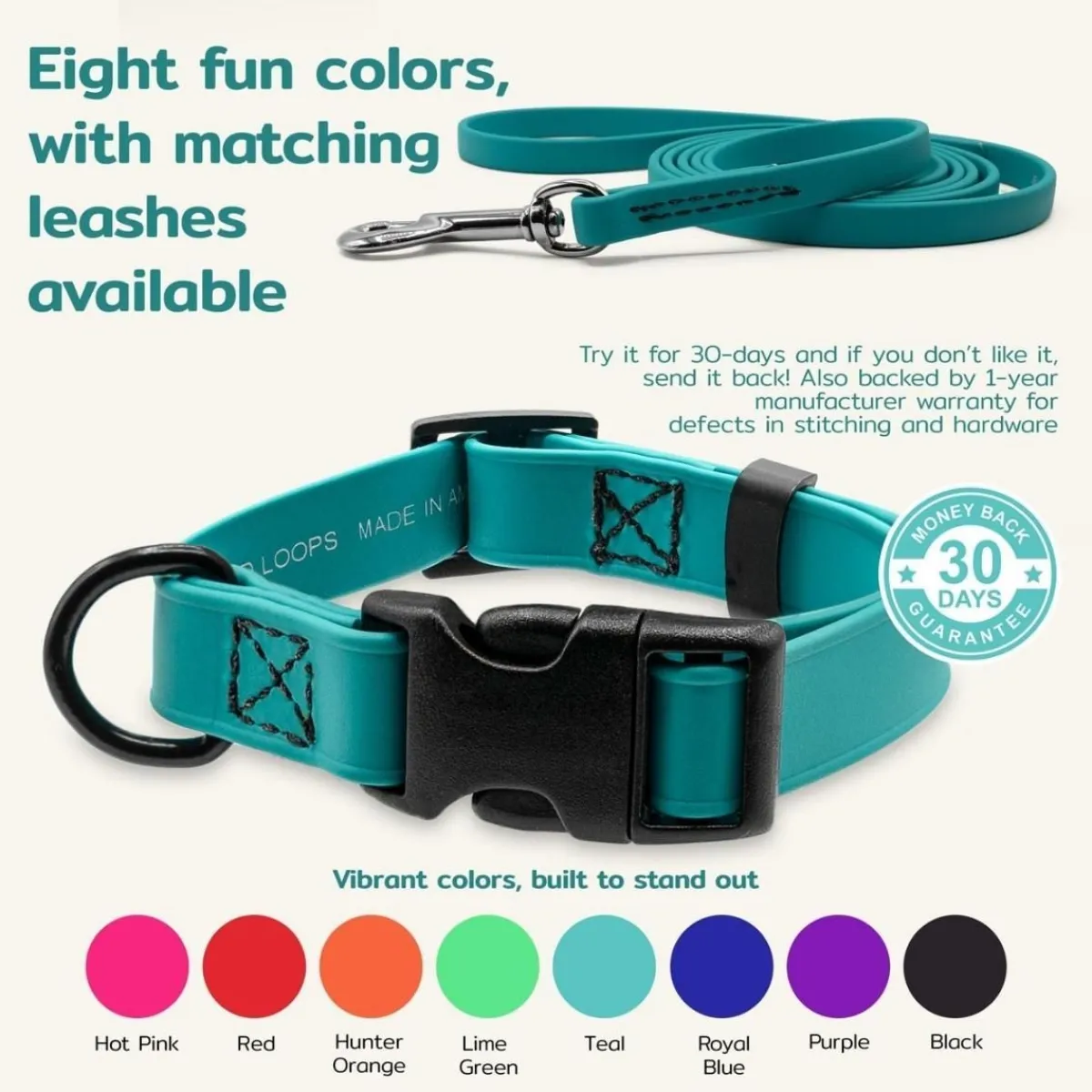 Ryan's Pet Supplies Jelly Pet BioThane® Dog Collar - Medium 1'' x 13''-20''