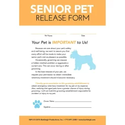 Ryan's Pet Supplies Modern Senior Pet Release Form For Groomers - Pad Of 50
