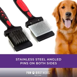 Ryan's Pet Supplies Paw Brothers Double Sided Flex Slicker Brush (Soft/Small)
