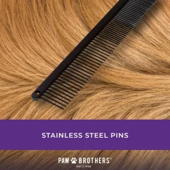 Ryan's Pet Supplies Paw Brothers Greyhound Style True Teflon Comb (7.5" Fine/Coarse)