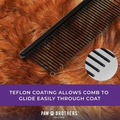 Ryan's Pet Supplies Paw Brothers Greyhound Style True Teflon Comb (7.5" Medium/Fine)