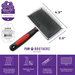 Ryan's Pet Supplies Paw Brothers Hard Extra Long Pin Large Flat Slicker Brush