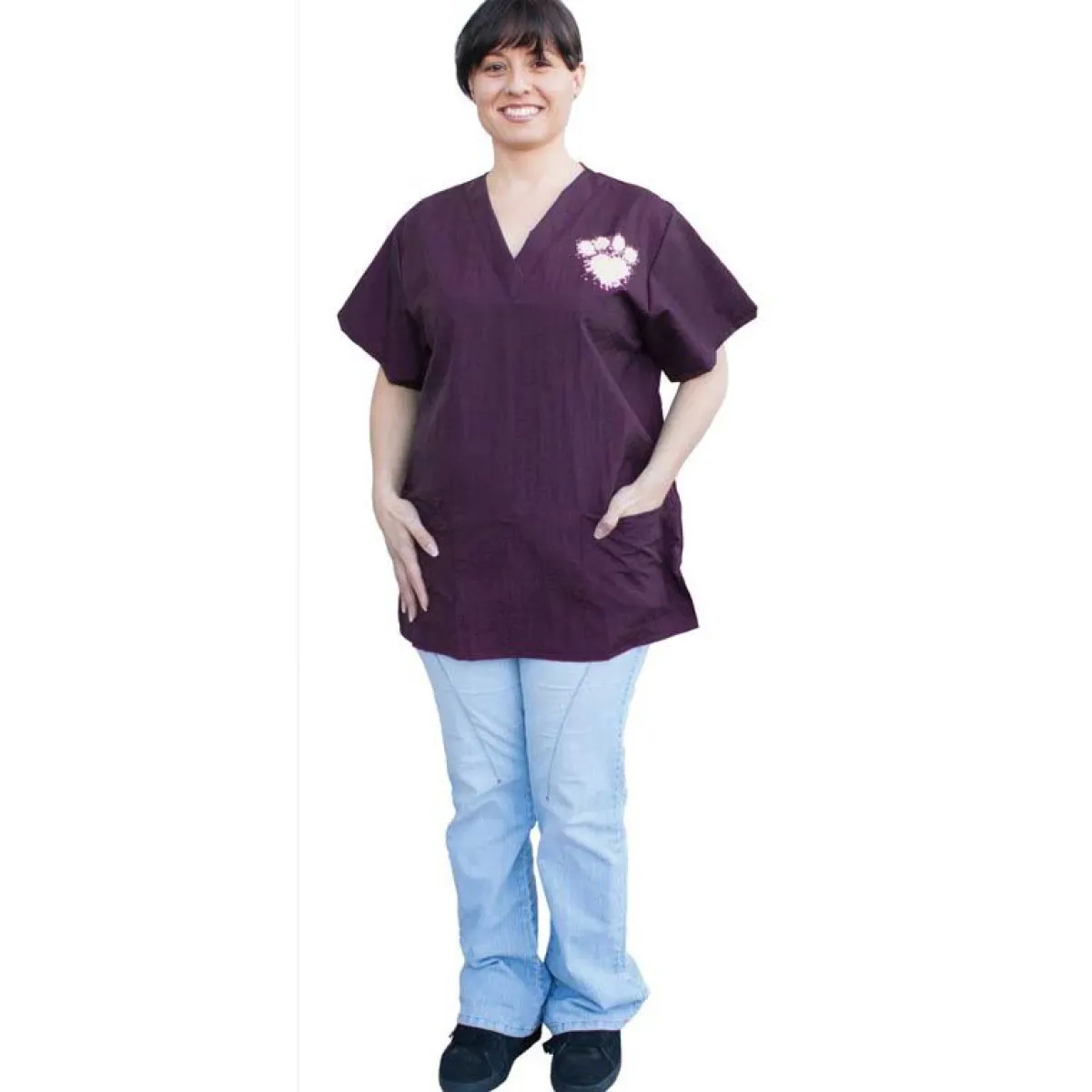 Ryan's Pet Supplies Paw Brothers Scrub Top With White Paw Heart Print S-XL