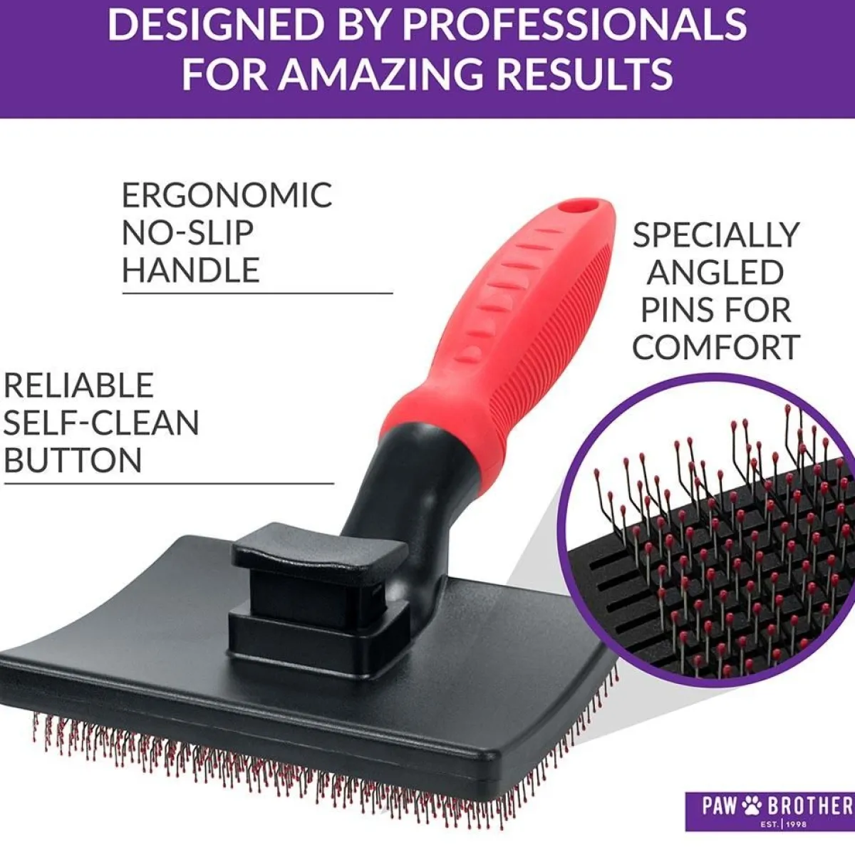 Ryan's Pet Supplies Paw Brothers Self-Cleaning Brush Large