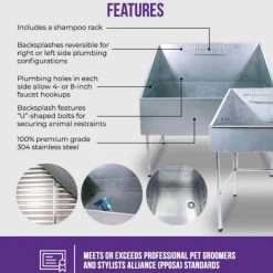 Ryan's Pet Supplies Paw Brothers Siena Stainless Steel Tub 32"