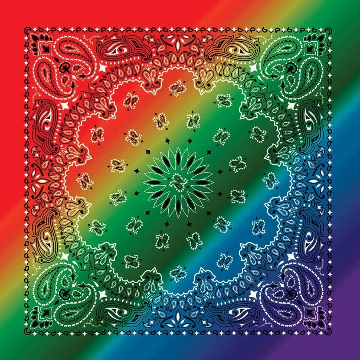 Ryan's Pet Supplies Rainbow Paisley Dog Bandana - Colorful Poly/Cotton Blend