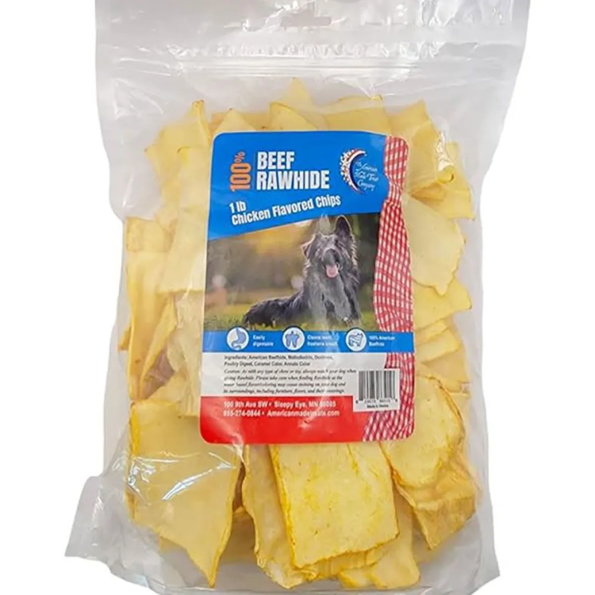 Ryan's Pet Supplies Rawhide Beef Chicken Flavored Chips - 1 lbs