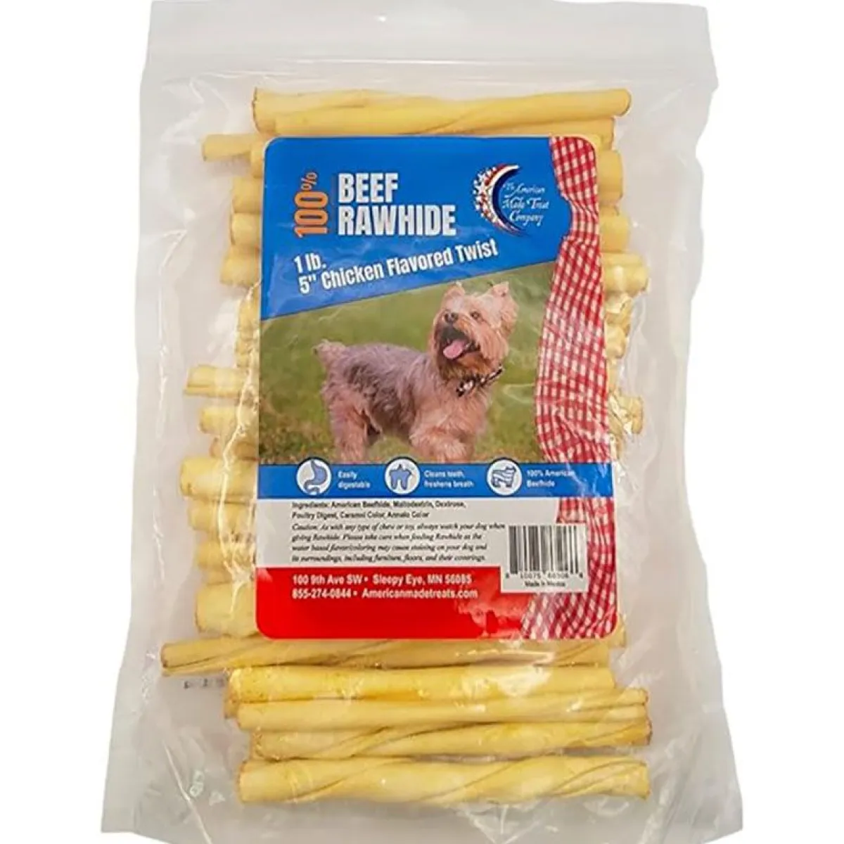Ryan's Pet Supplies Rawhide Beef 5 inch Chicken Flavored Twists - 1 lbs