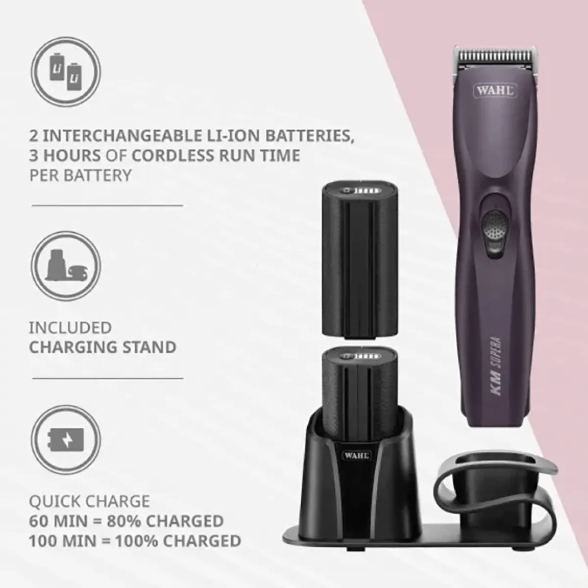 Ryan's Pet Supplies Wahl KM Supera 2-Speed Cordless Clipper – Purple